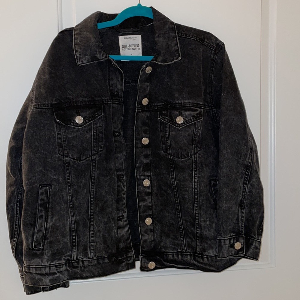 Black denim jacket garage